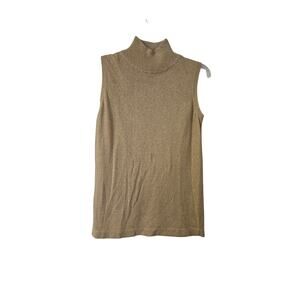 Lisa Originals Gold Sparkly Mock Turtleneck Tunic Blouse Size M